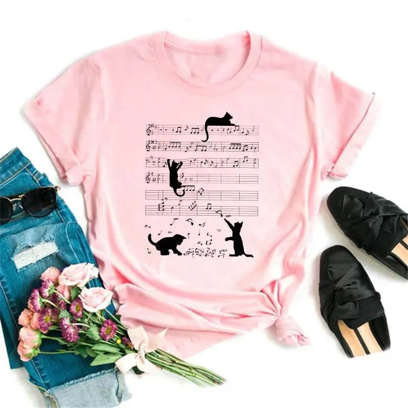 เสื้อยืดลายแมวน่ารัก