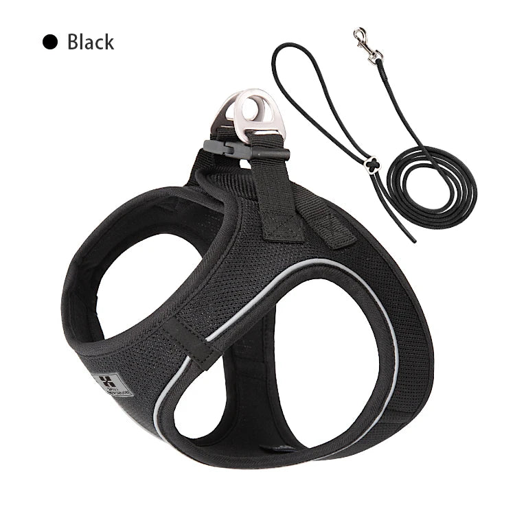 Reflective Mesh Dog Harness and Leash Set