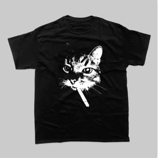 Smoking Cat Retro T-Shirt