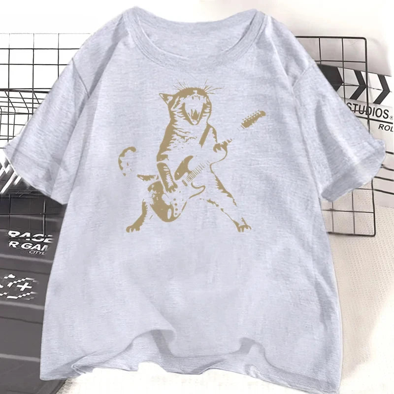 Rock Cat Playing Guitar T Shirt