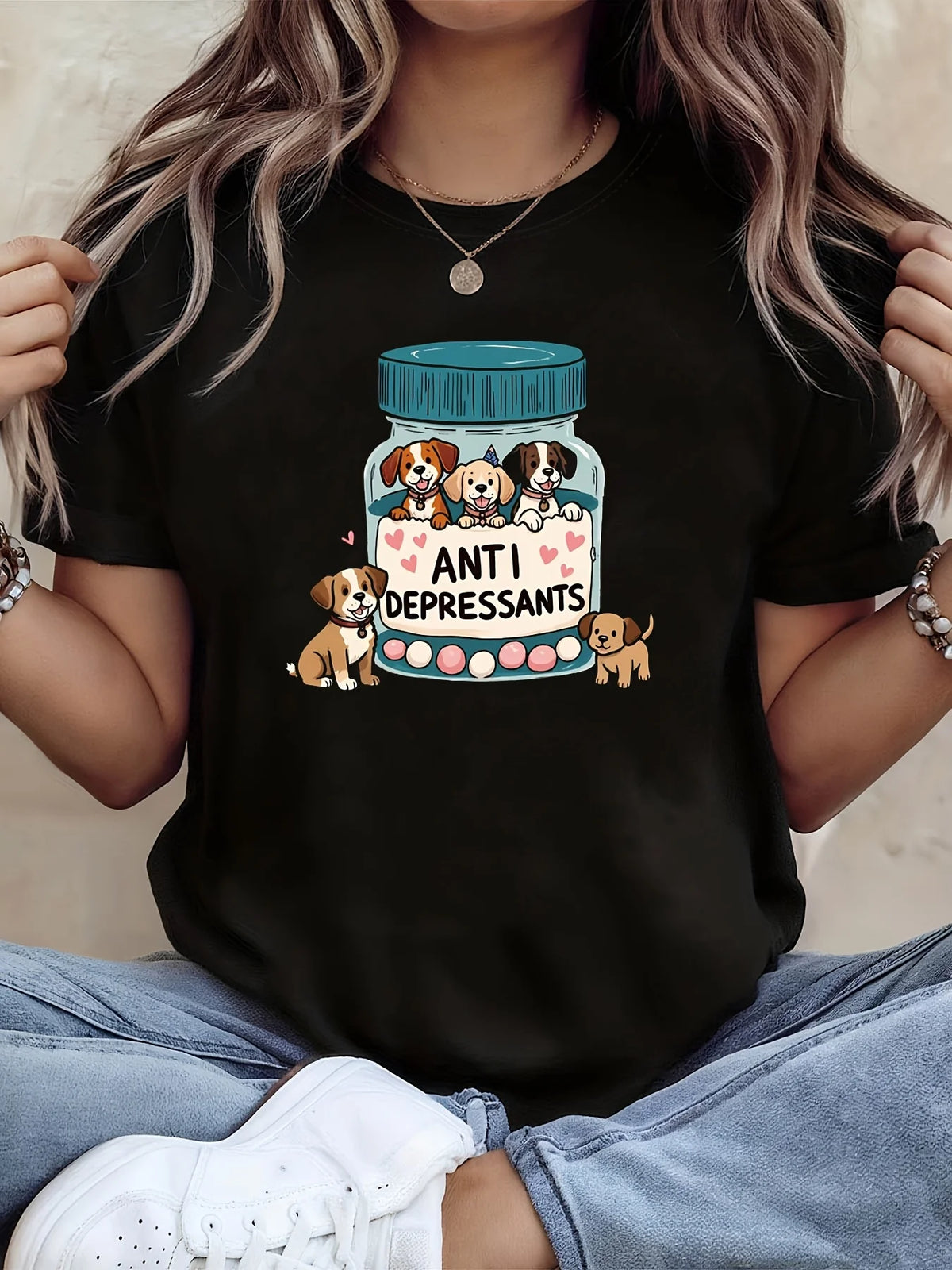 Women's Puppy Jar Graphic Cotton T-Shirt