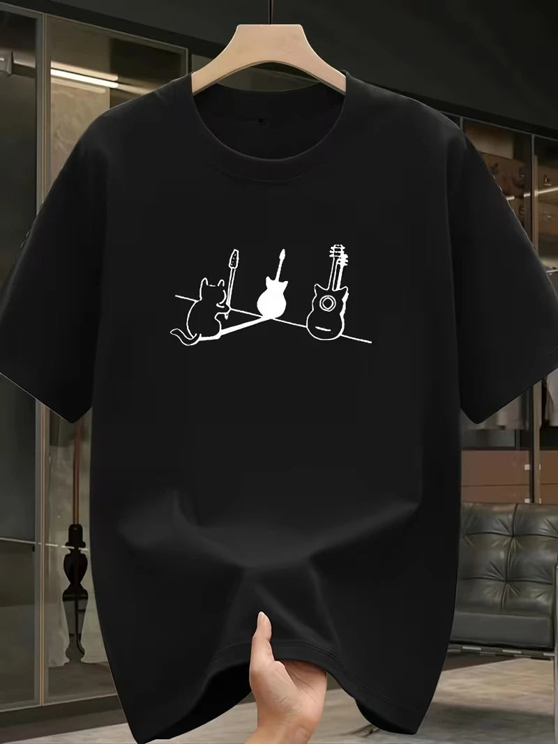 Guitar Cat Illustration T Shirt