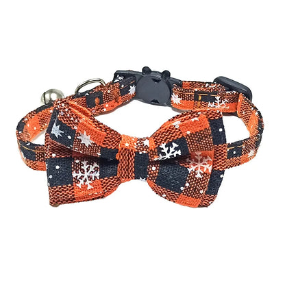 Cute Plaid Pet Collar with Bow Tie & Bell