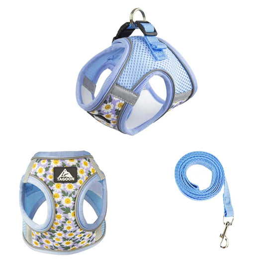Floral Reflective Cat Harness Set