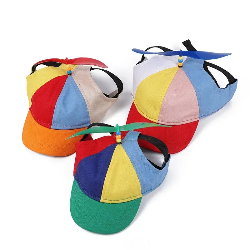 Colorful Cotton Pet Propeller Hat with Adjustable Strap