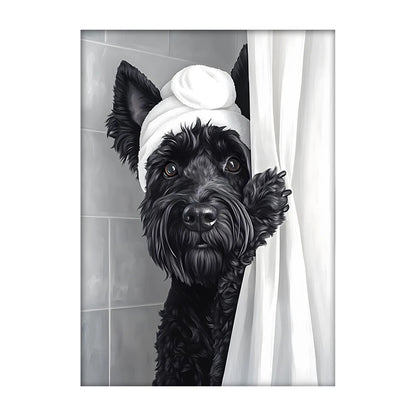 Art mural mignon de serviette de chiens de douche