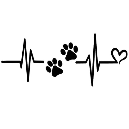 Heartbeat Paw Print Car Decal