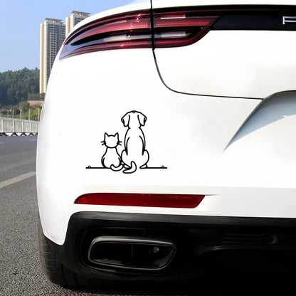 Cat and Dog Back-View Vinyl Car Decal