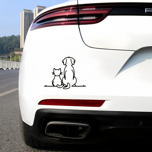 Cat and Dog Back-View Vinyl Car Decal
