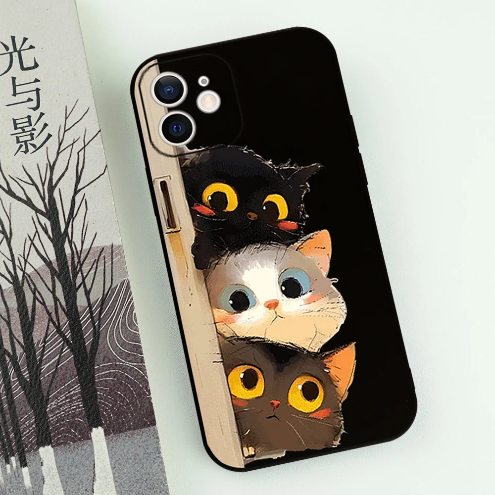 Cartoon Cat Printed iPhone Case