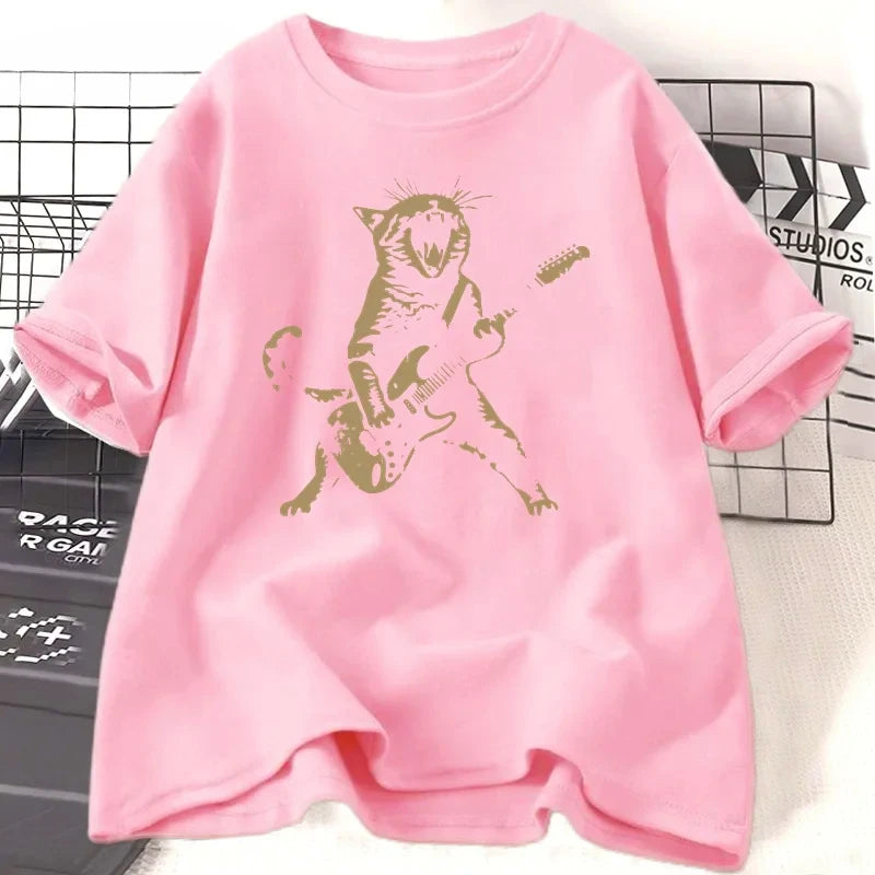 Rock Cat Playing Guitar T Shirt