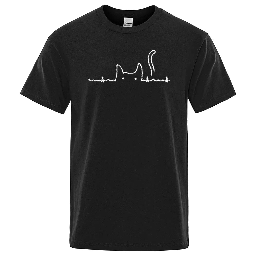 Heartbeat Cat Cotton Shirt