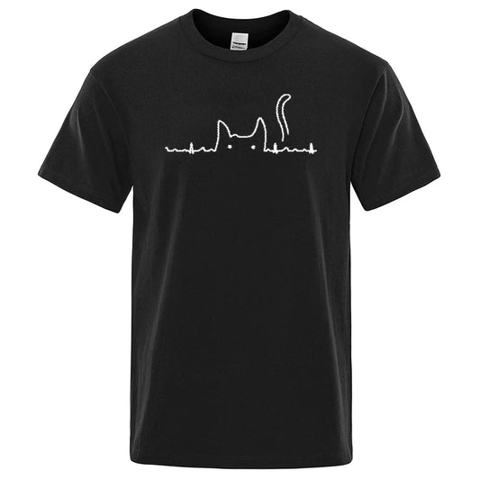 Heartbeat Cat Cotton Shirt