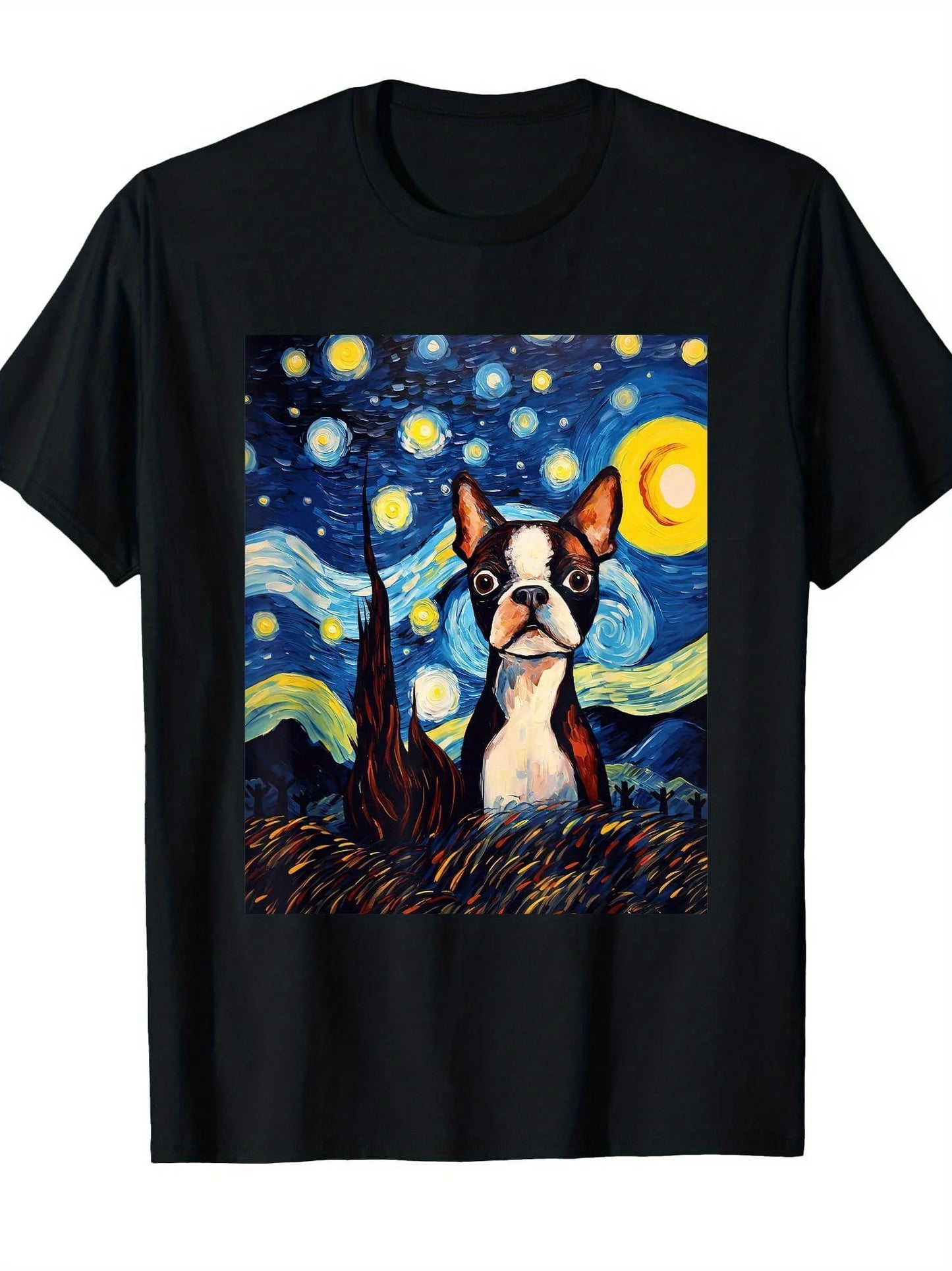 Boston Terrier Van Gogh Art T-Shirt
