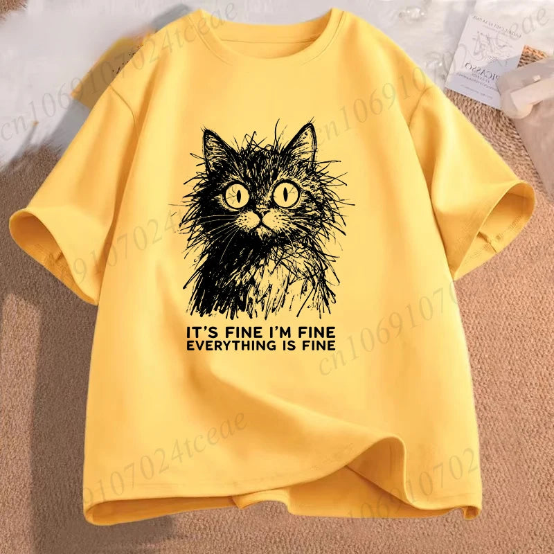 Everything Is Fine Cat T-Shirt