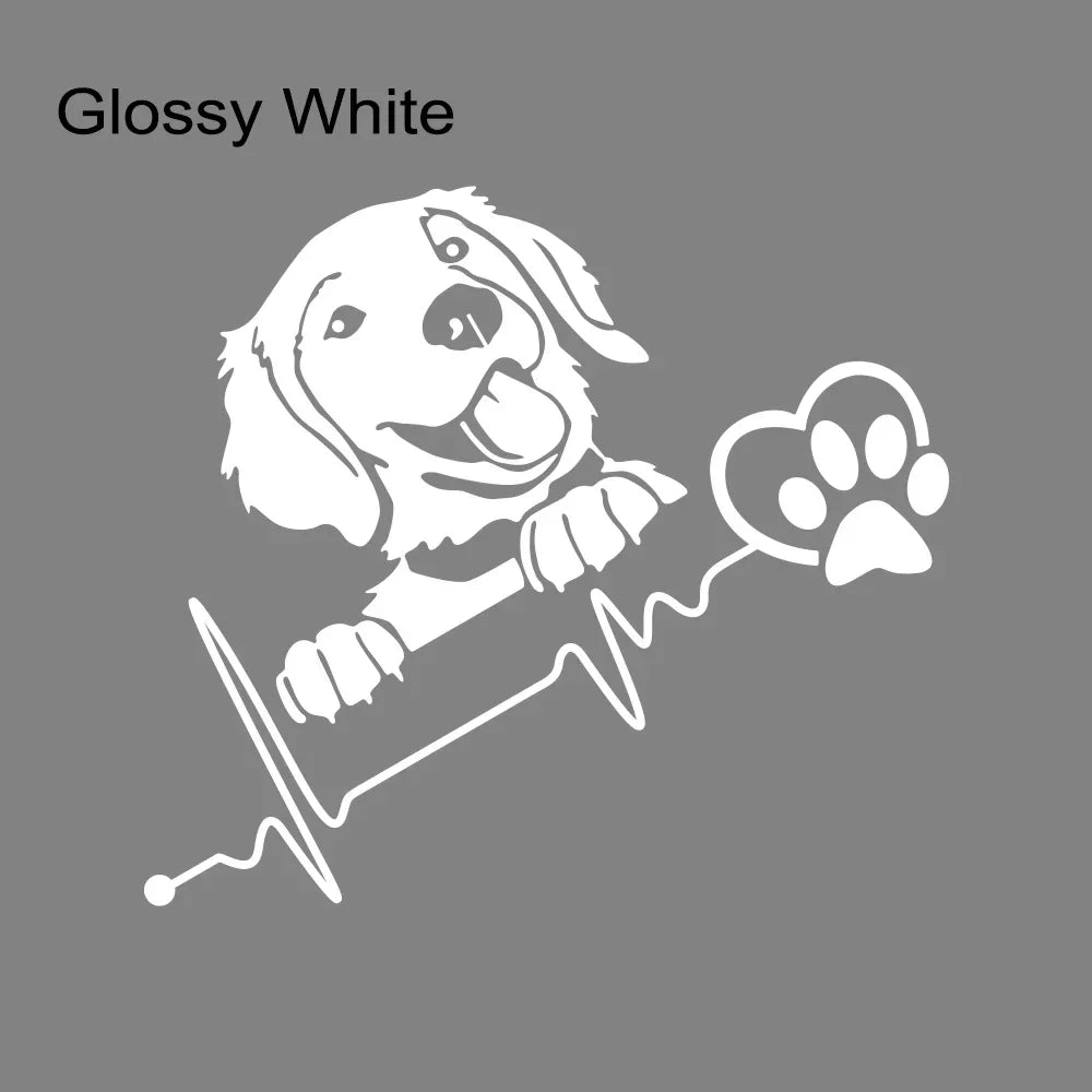 Peeking Dog Heartbeat Car Decal