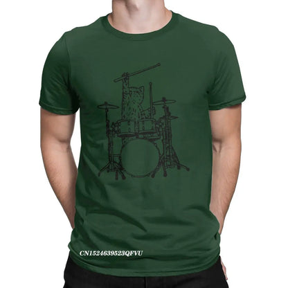 Cat Playing Drums Fun Shirt