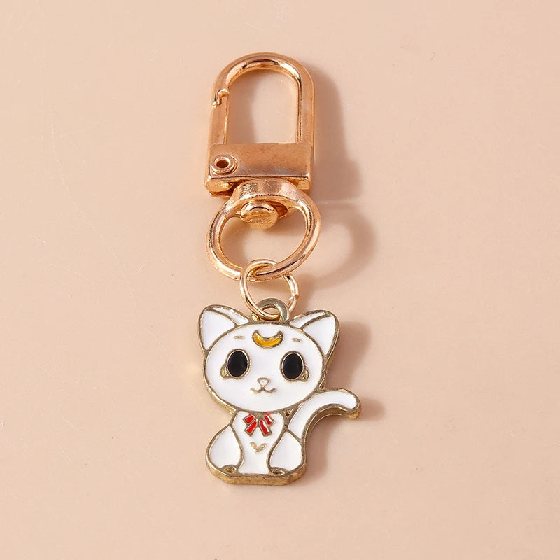 Porte-clés chat en émail mignon