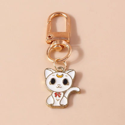 Porte-clés chat en émail mignon